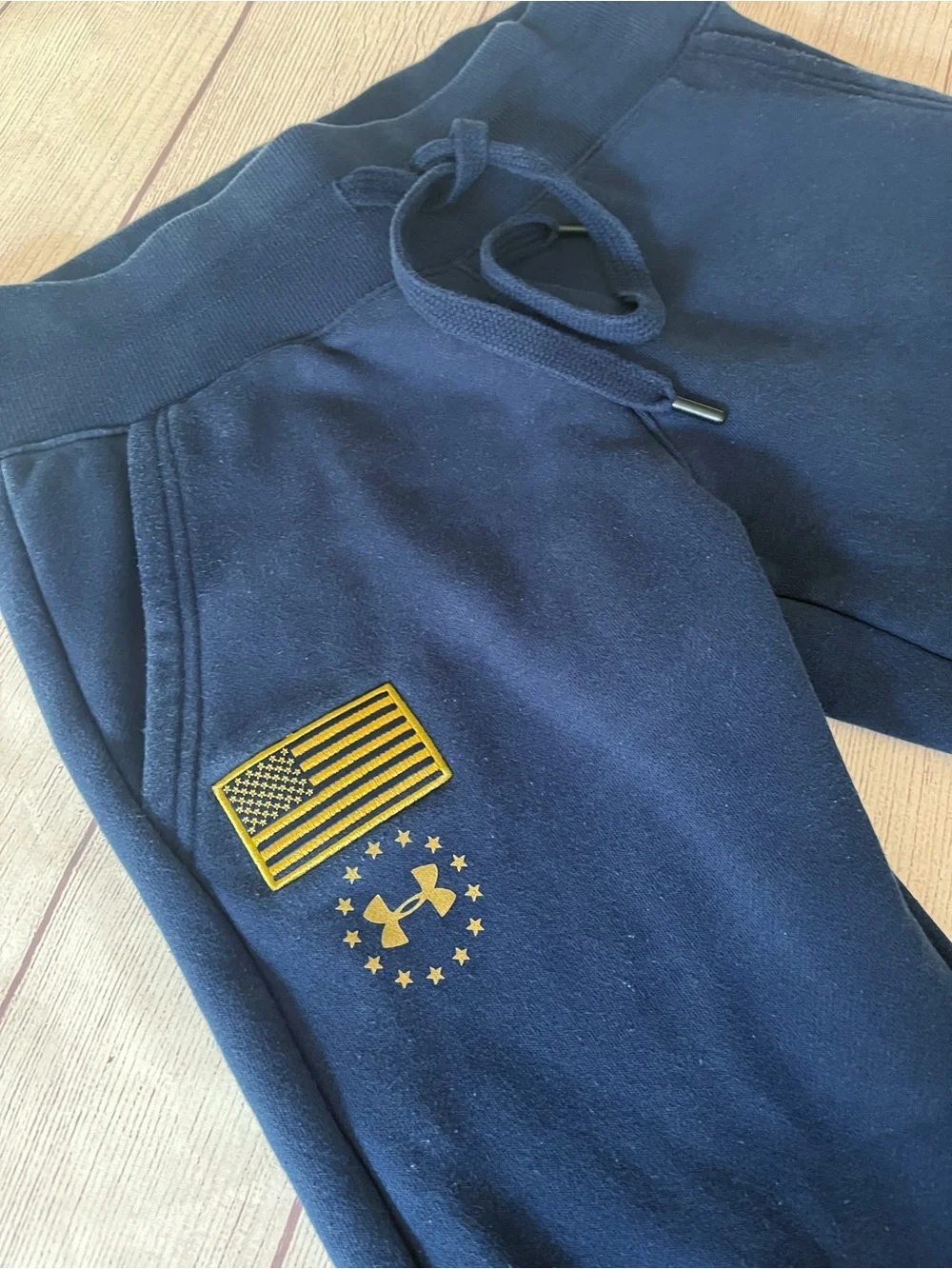 Under Armour navy blue/gold Respect joggers Freedom X Project Rock